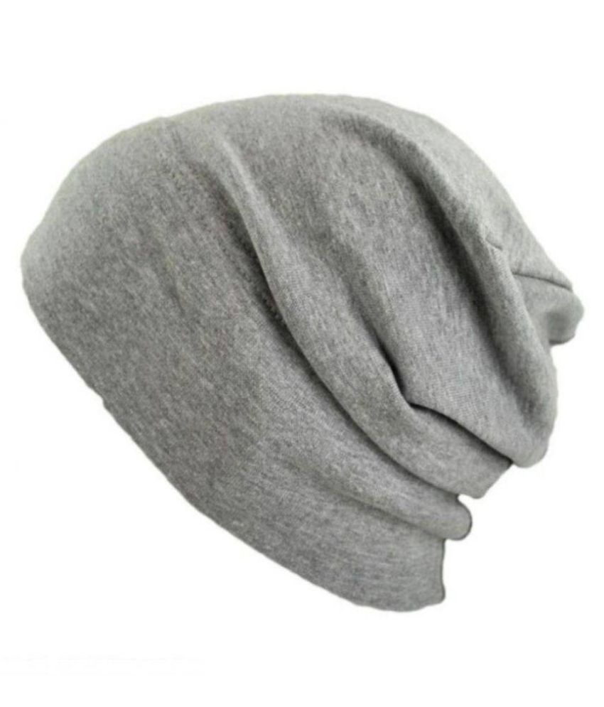 Cool Look Grey Plain Solid Grey Color Beanie Caps for Boys Free Size ...