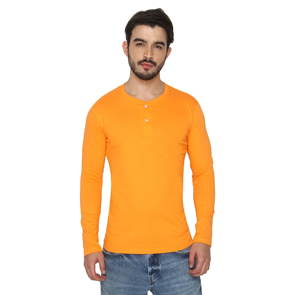 orange henley shirt