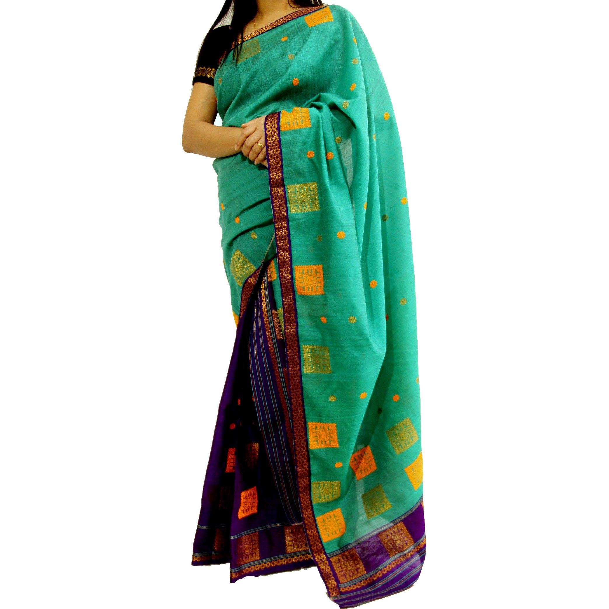 Mekhela Chador Green and Black Art Silk Saree - Buy Mekhela Chador Green  and Black Art Silk Saree Online at Low Price 