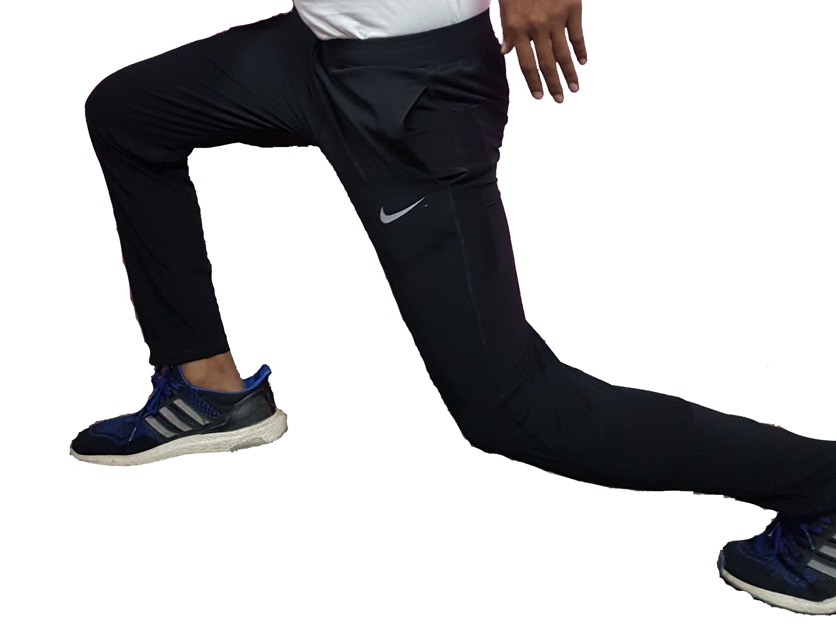 nike black polyester lycra trackpants