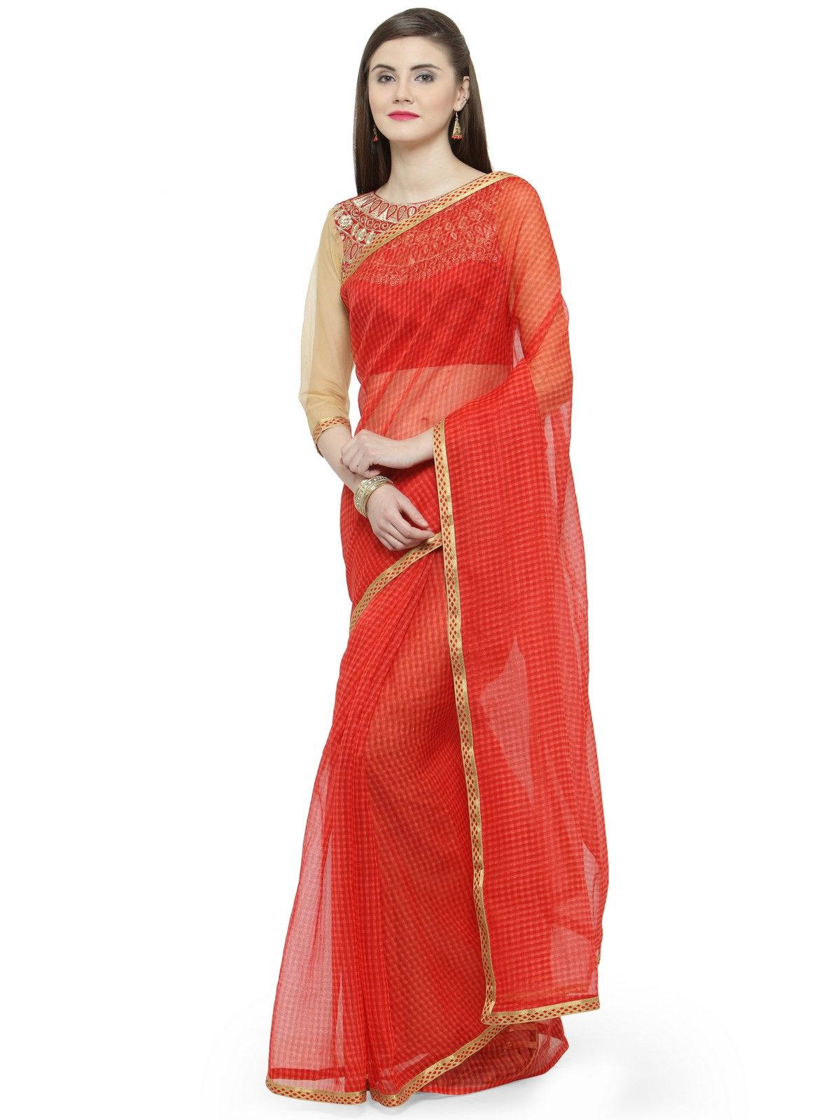 Shaily Red Georgette Saree - Buy Shaily Red Georgette ...