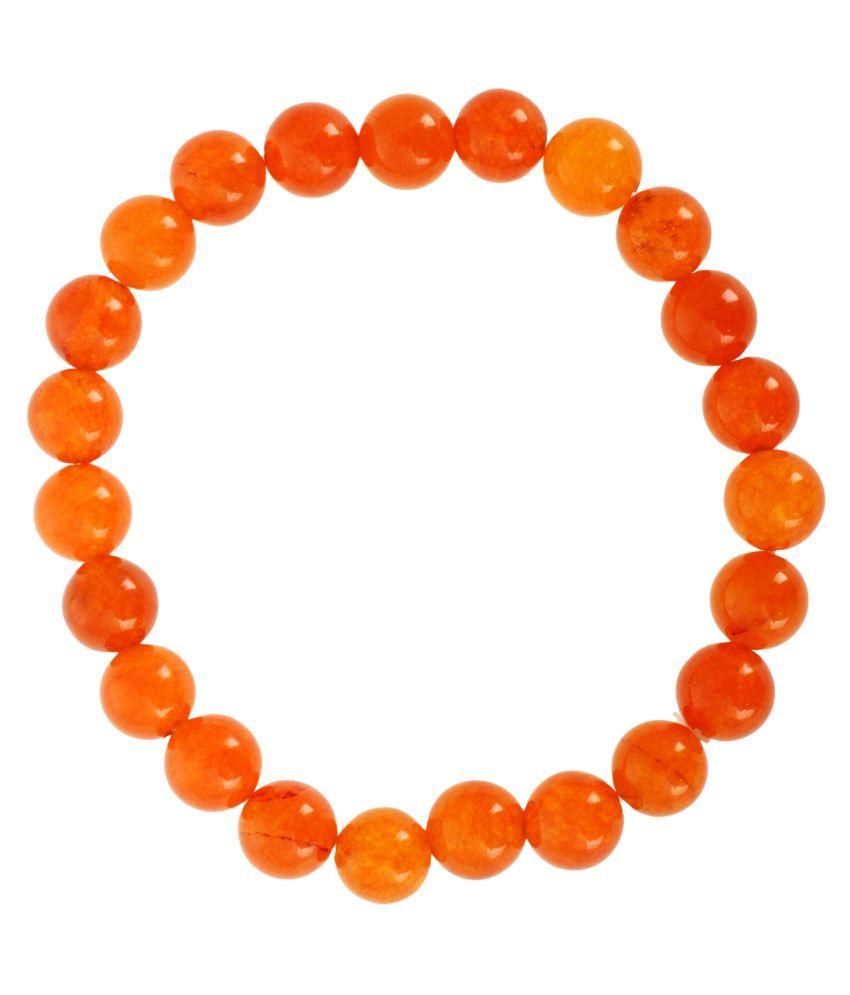     			KESAR ZEMS Hakik Agate Orange Colour Stretchable Bracelet For Unisex (10 x 2 x 1 CM)