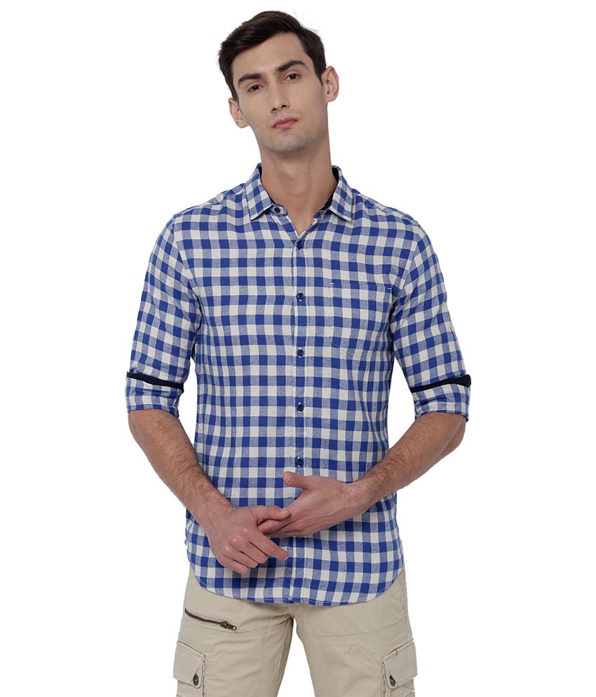     			Black Coffee Blue Slim Fit Shirt