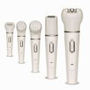 Jm 5 in 1 Rechargeable BROWNS Epilator + Clean Sing Brush + Massager + Shaver + Callus Remover Hair Trimmer Remover Clipper Body for Women Ladies Epilator ( White )