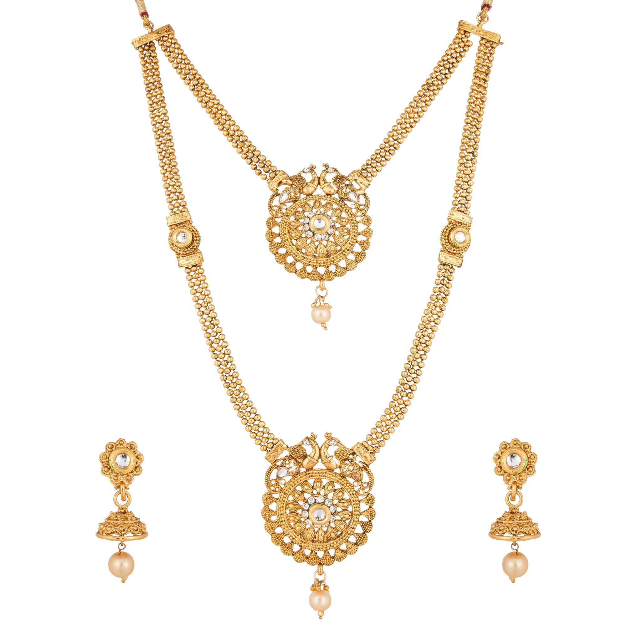 Pankh Diamonds Brass Golden Necklace Set Combo-305 - Buy Pankh Diamonds ...