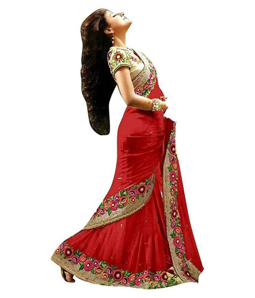 Buy Designer party wear saree Red and 