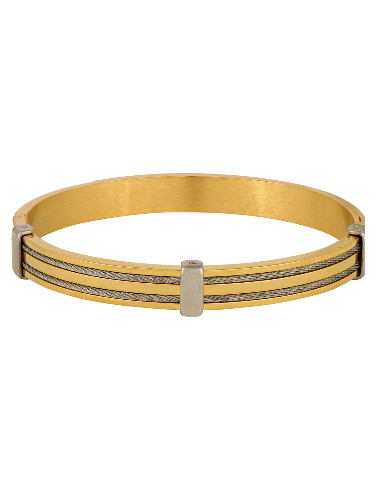     			Rope Border 18K Gold Silver 316L Surgical Stainless Steel Gold Silver Openable Kada Bangle Bracelet Men