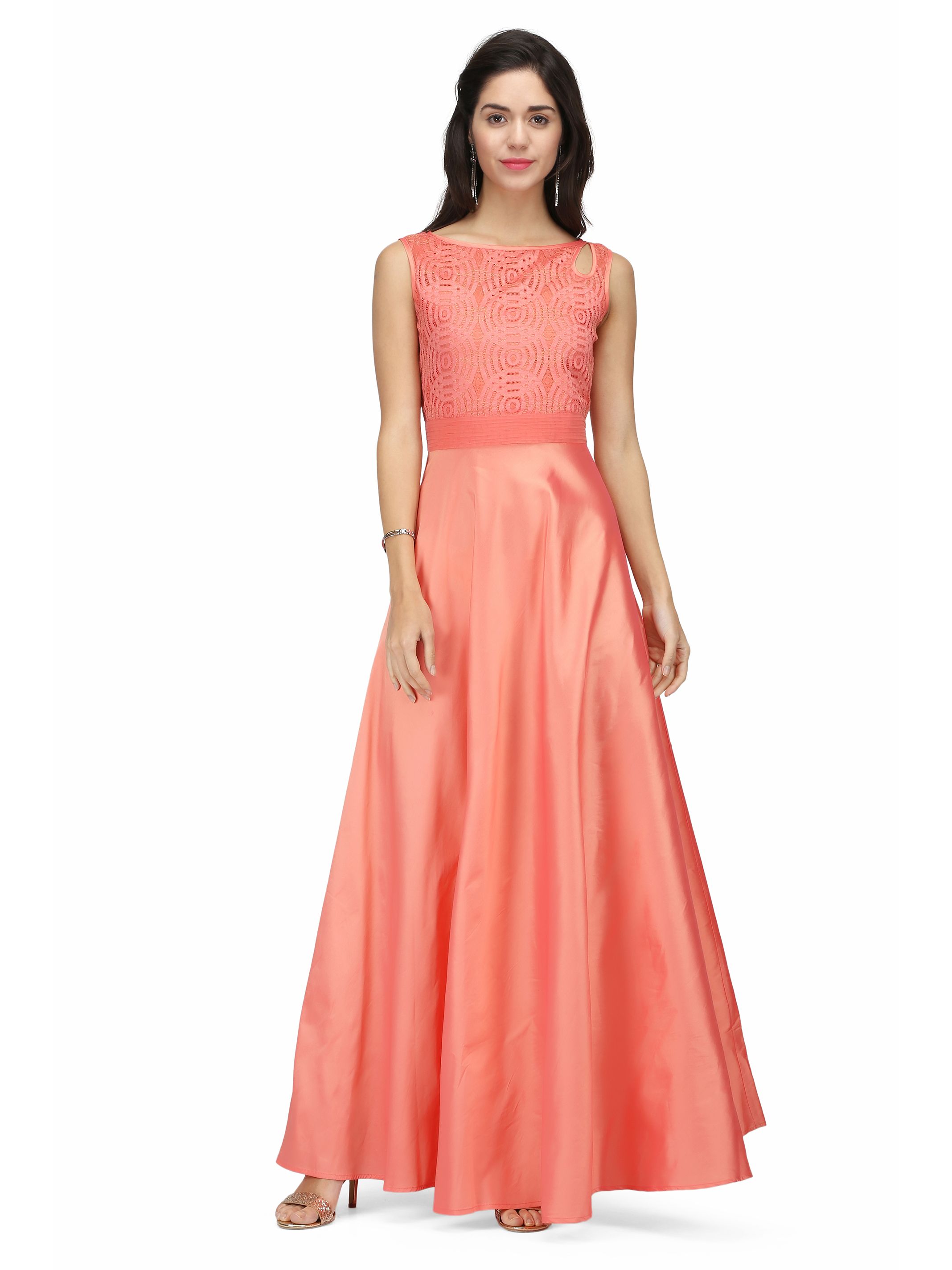 peach silk gown