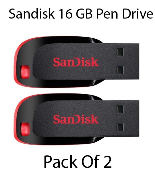     			Sandisk Cruzer Blade 16GB USB 2.0 Pendrive (Combo of 2)
