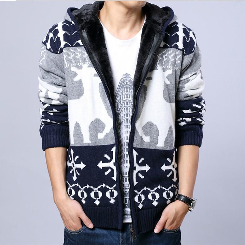 Winter Men Casual Xmas Sweater Cardigan Fleece Jacket Warm Knitted Hoodie  Coat - Buy Winter Men Casual Xmas Sweater Cardigan Fleece Jacket Warm  Knitted Hoodie Coat Online at Low Price in India -