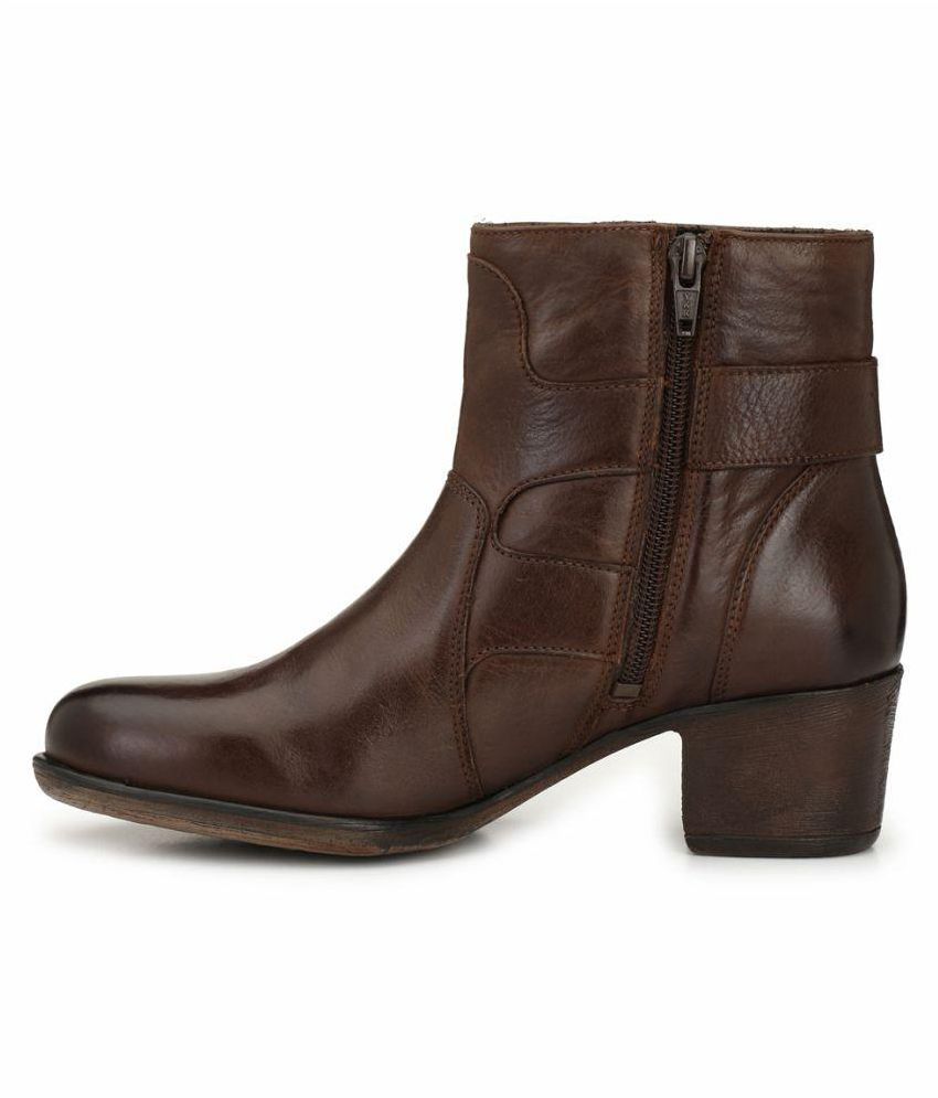Alberto Torresi Brown Ankle Length Bootie Boots Price in India- Buy ...