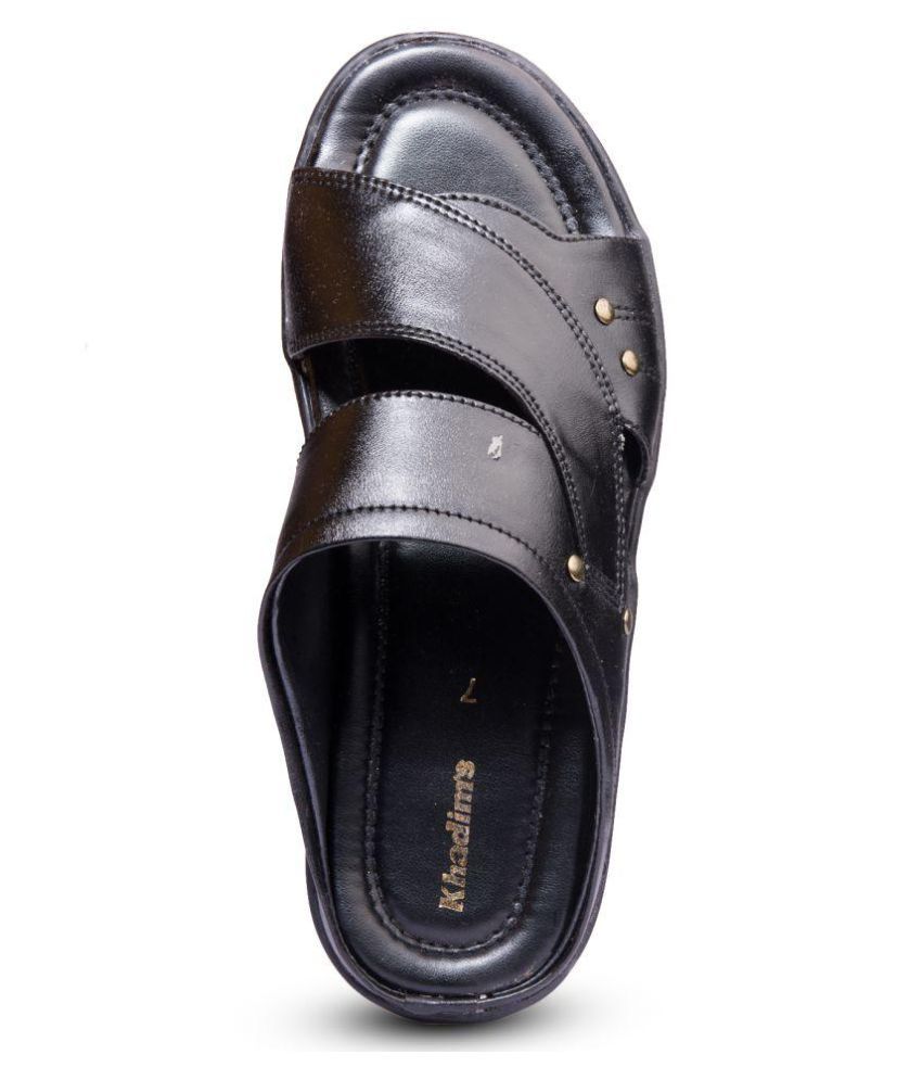 KHADIM Black Synthetic Leather Sandals - Buy KHADIM Black Synthetic ...