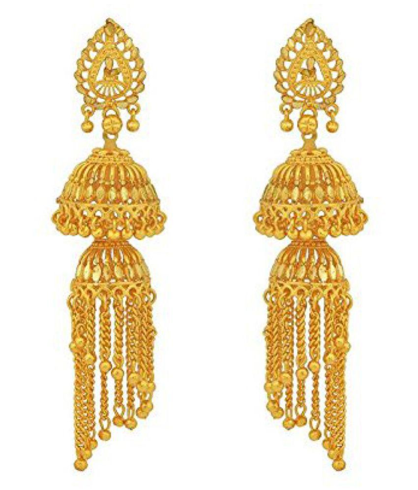     			Happy Stoning - Golden Jhumki Earrings ( Pack of 1 )