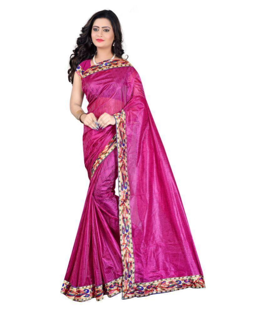 FINETHREAD Pink and Purple Bangalore Silk Saree - Buy FINETHREAD Pink ...