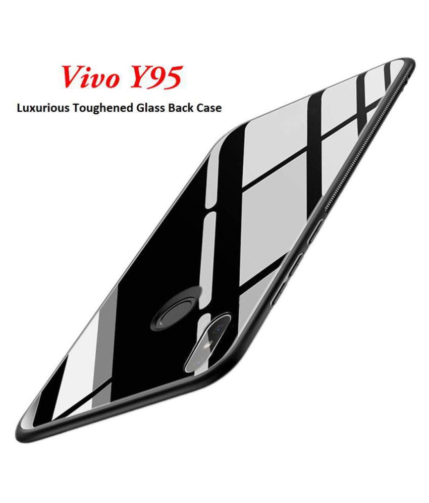     			Vivo Y95 Mirror Back Covers JMA - Black Luxurious Toughened Glass Back Case