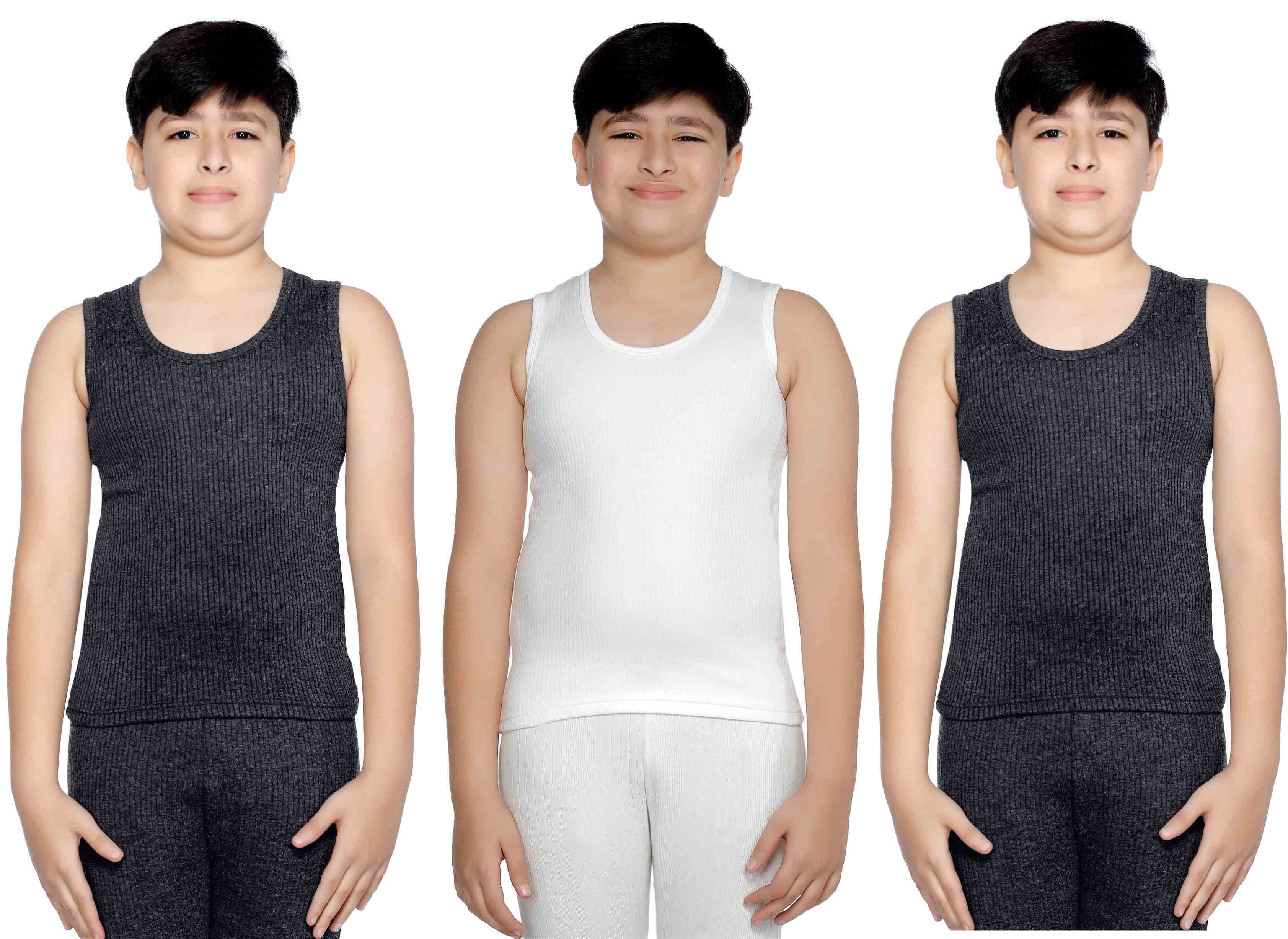     			Bodycare Insider Pack of 3 Boys Cotton Blend Thermal Top ( Off White )