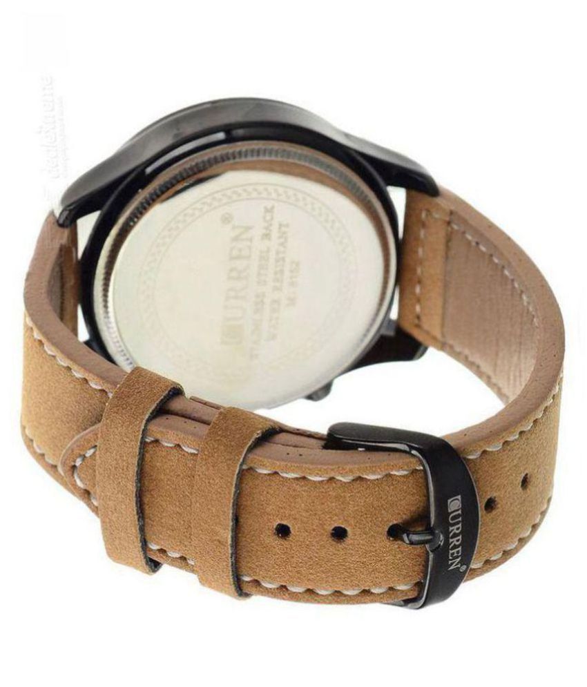 curren tan leather analog watch