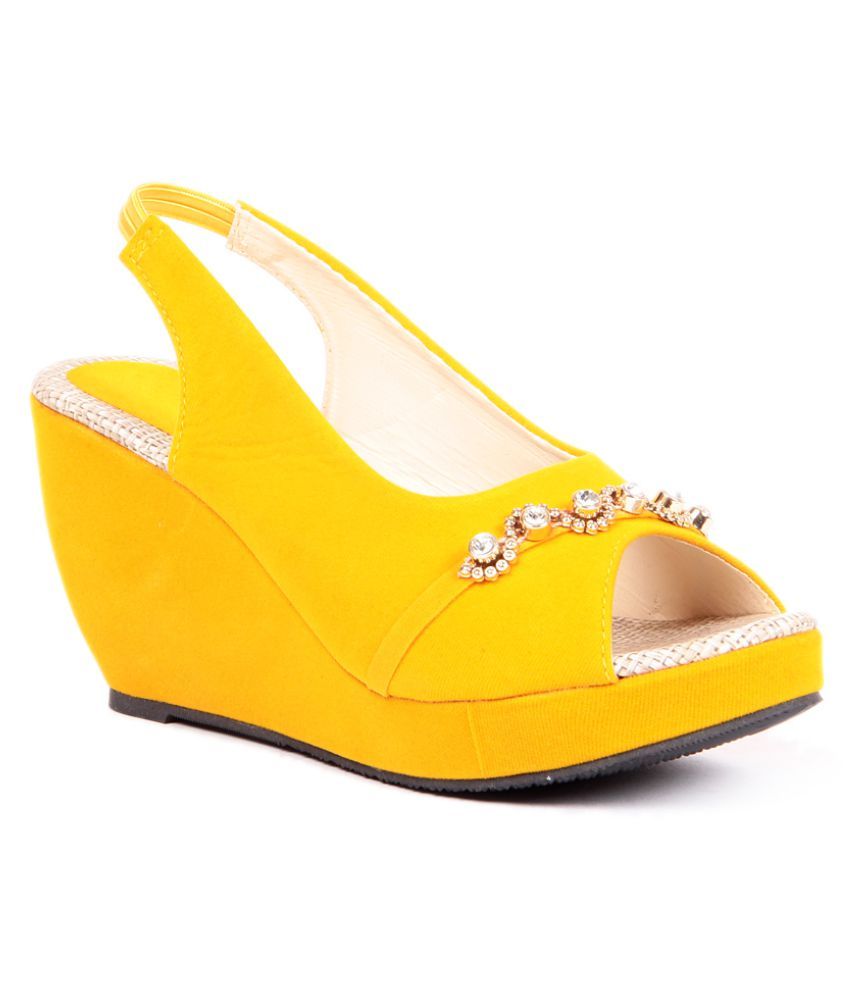 Sindhi Footwear Yellow Wedges Heels Price in India Buy Sindhi Footwear