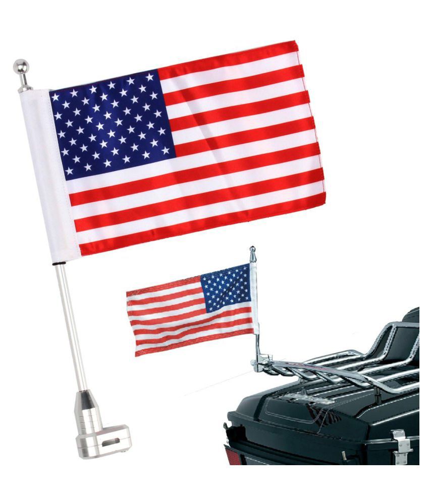 Tiamu Universal Motorcycle American Flag Vertical Pole Luggage Rack for Goldwing Gl1800 for Softail 2 Pack 