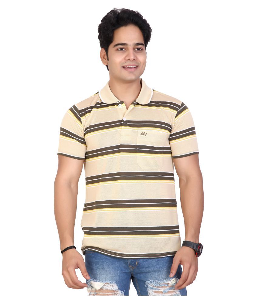     			Awack Beige Slim Fit Polo T Shirt