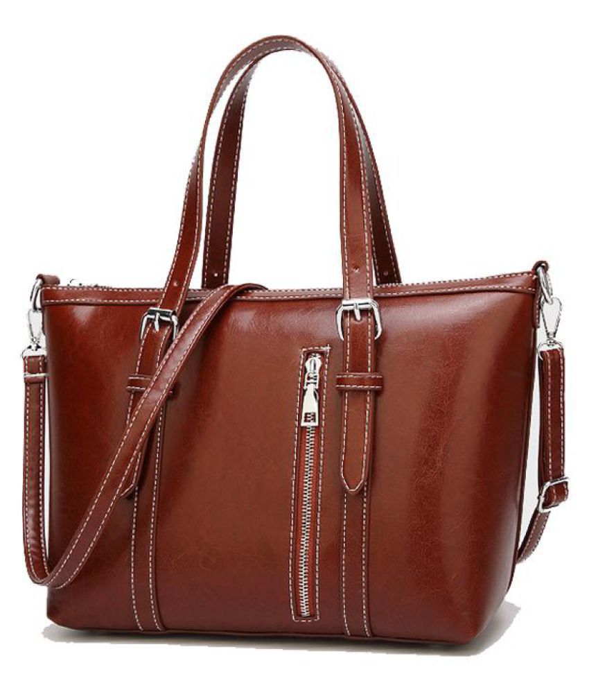 Retro Women PU Leather Tote Bag Large Capacity Shoulder Bag Handbag: Buy Online at Low Price in ...