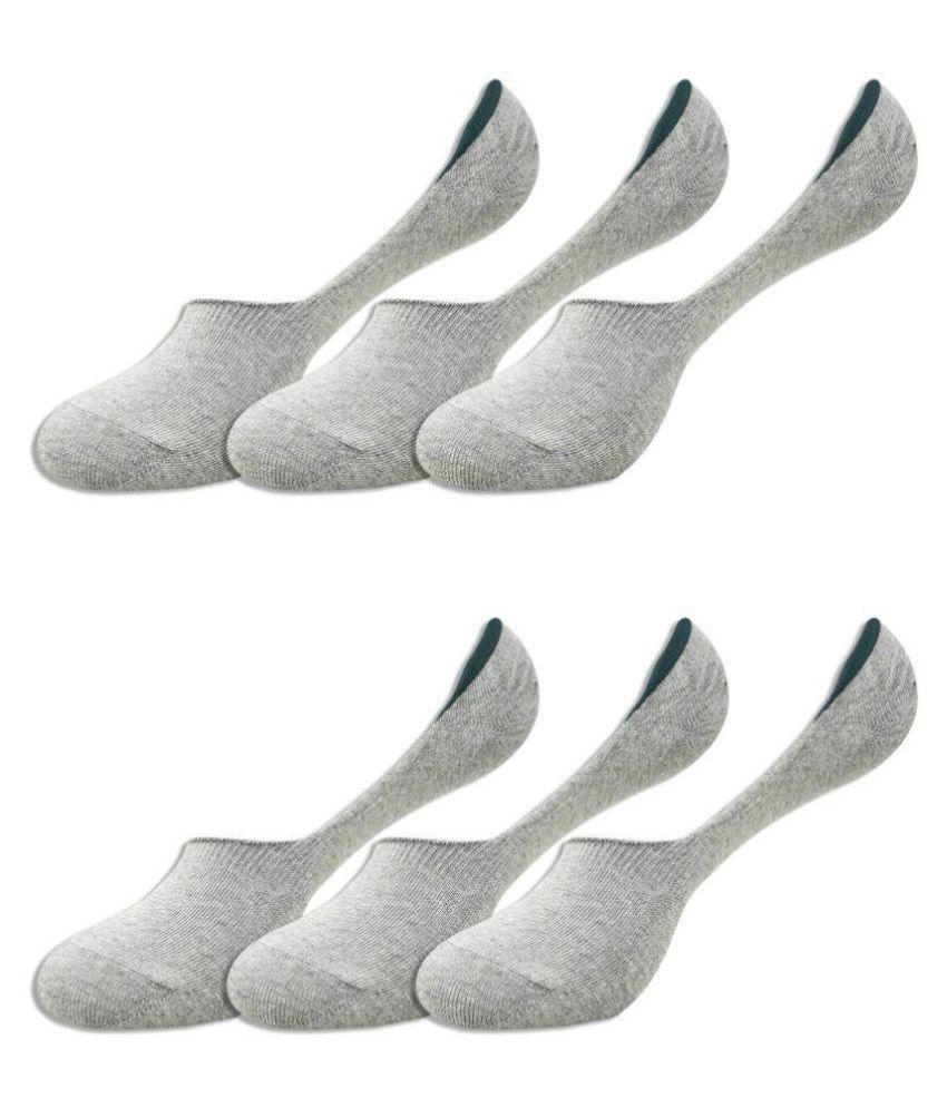     			Tahiro Grey Plain Cotton No Show Socks - Pack Of 6