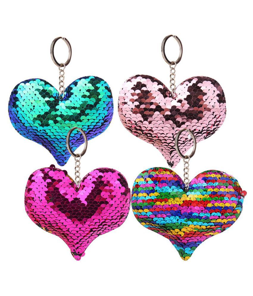 Glitter Sequin Pineapple Heart Key Ring Holder Keychain Car Bag Pendant ...