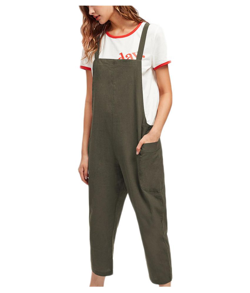 Kidsform Womens Casual Loose Overalls Dungarees Sleeveless Jumpsuit Trousers Pants Playsuit with Pockets 