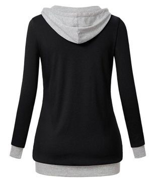 oblique color block zippers fleece hoodie