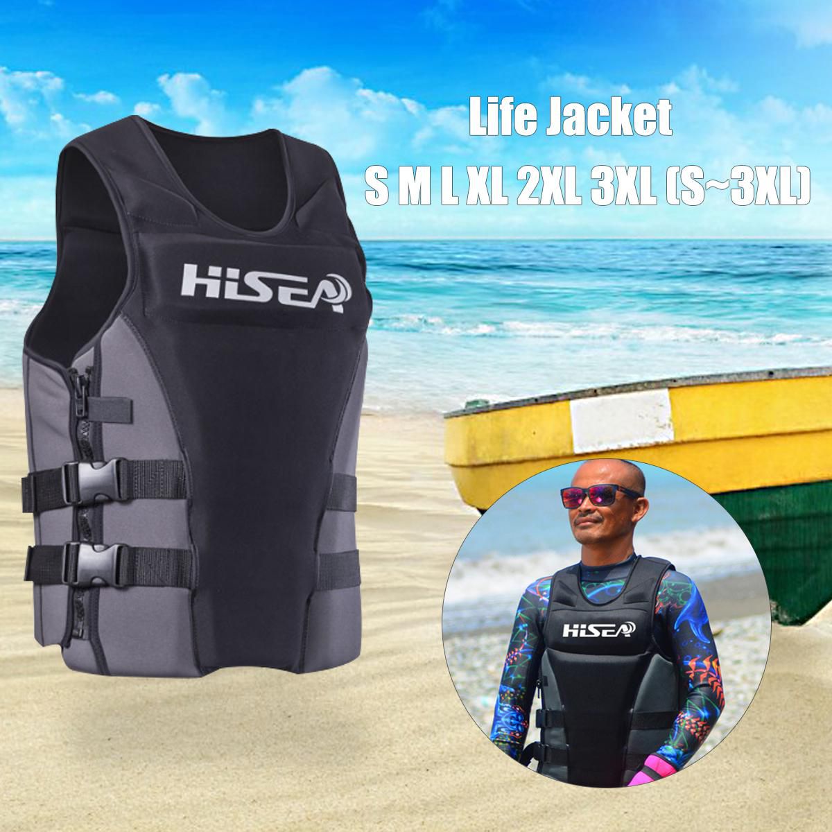 Adults Life Jacket Premium Neoprene Vest Water Ski Wakeboard PFD Grey S-3XL 