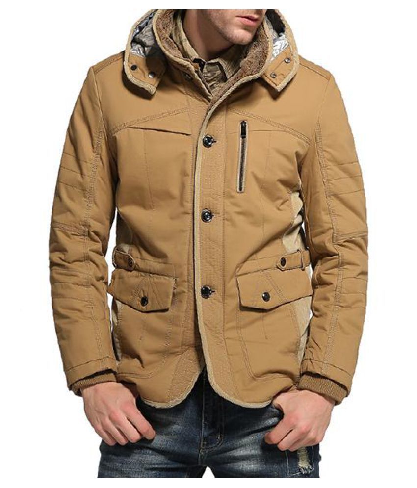 Casual Winter Warm Loose Fit Coat Outwear Big and Tall OMINA Mens Cotton Jacket with Hood 