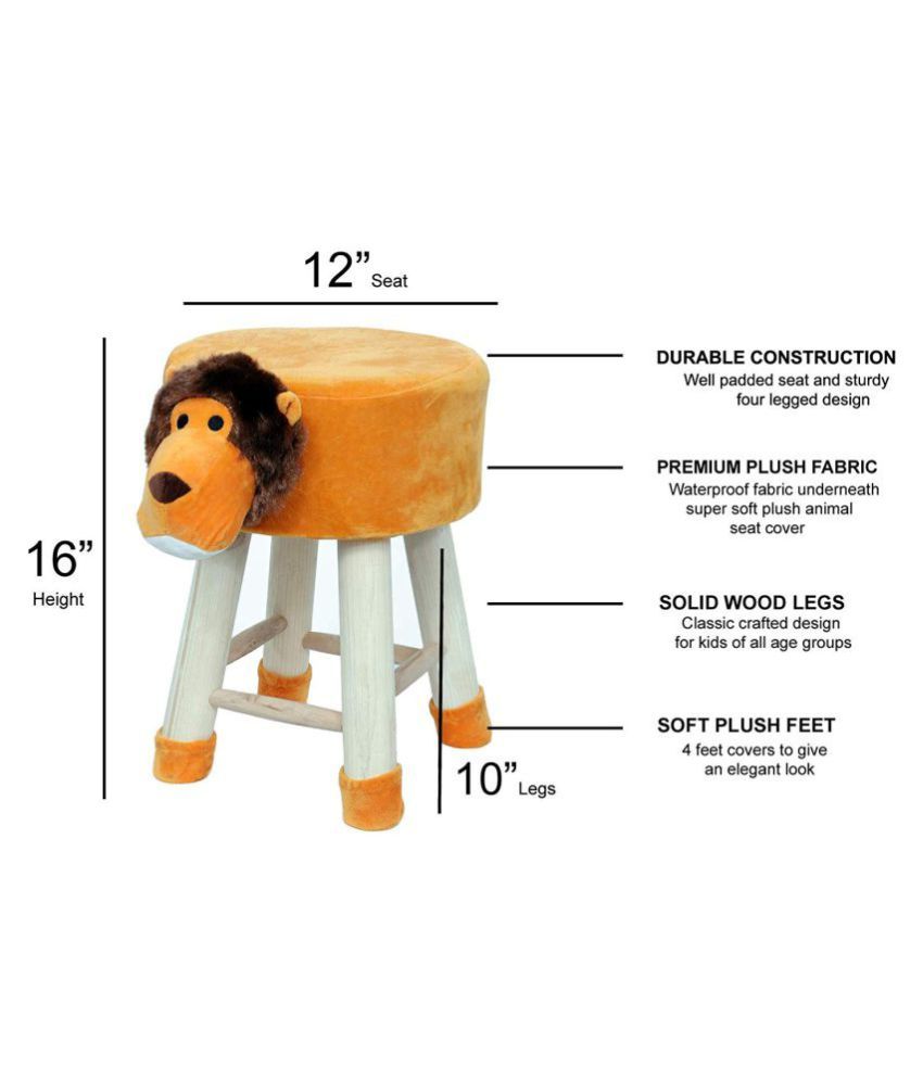 Welhouse India Lion Animal Shaped Ottoman/Foot Stool for Kids