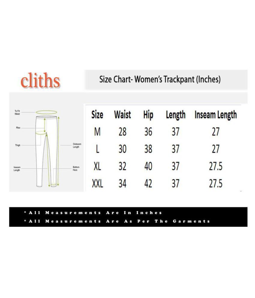 track pants xl size chart