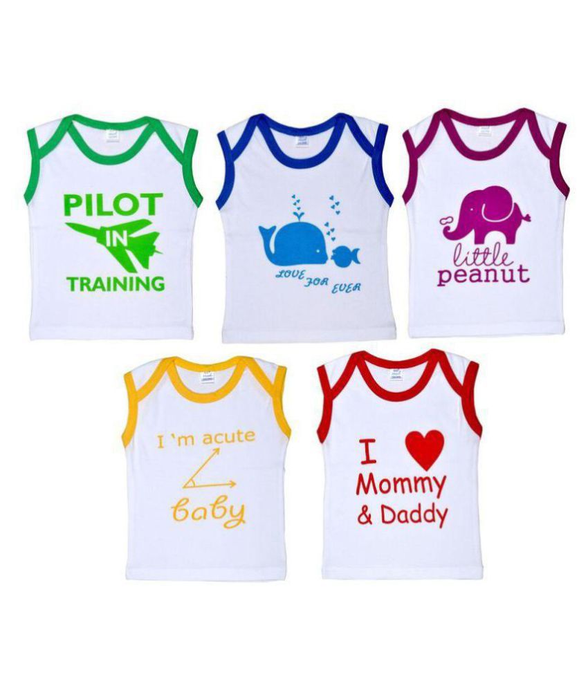     			MOM's Choice Unisex Baby 100% Cotton T-Shirts - Pack of 5 (MC301) Baby Combo Dress