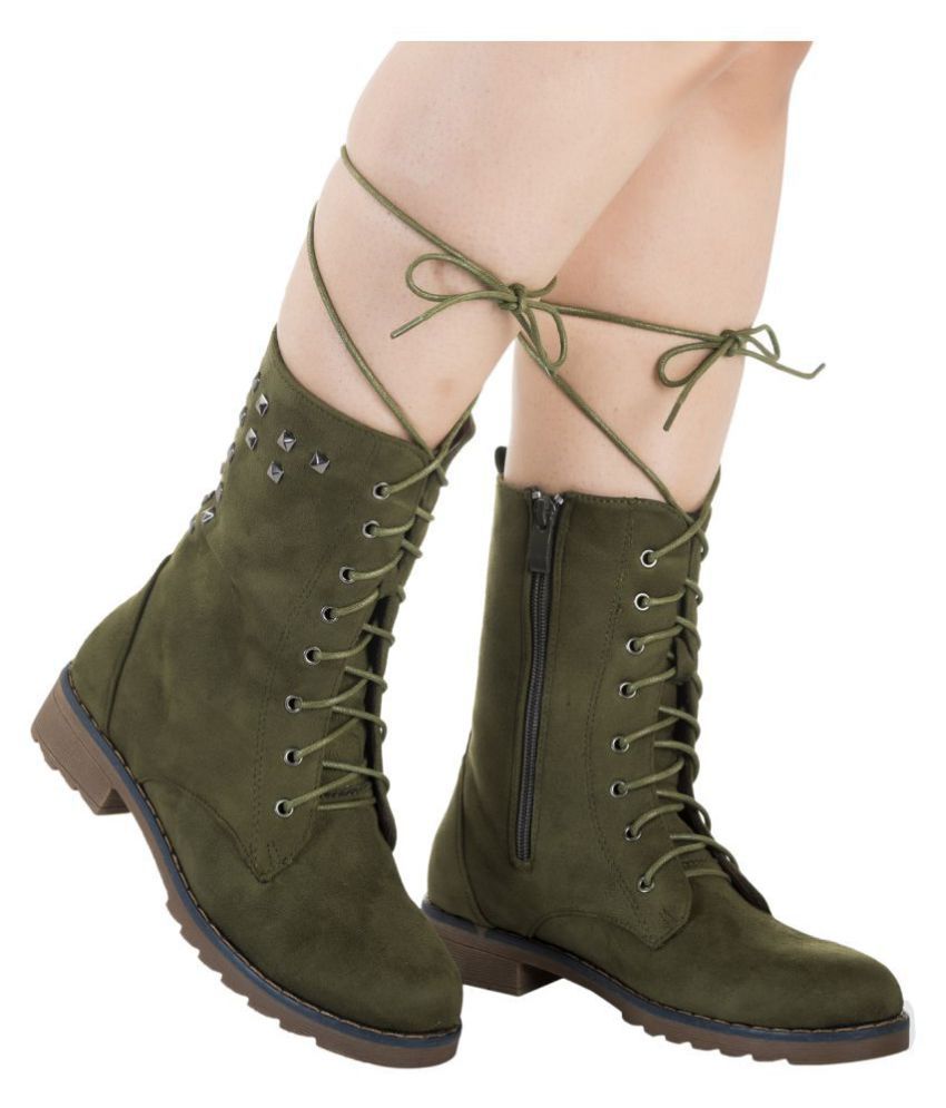 Deeanne London Green Mid Calf Combat 