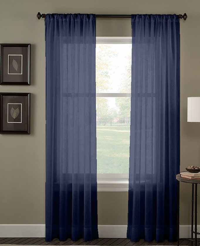 Dekor World Set Of 2 Window Transparent Rod Pocket Cotton Curtains
