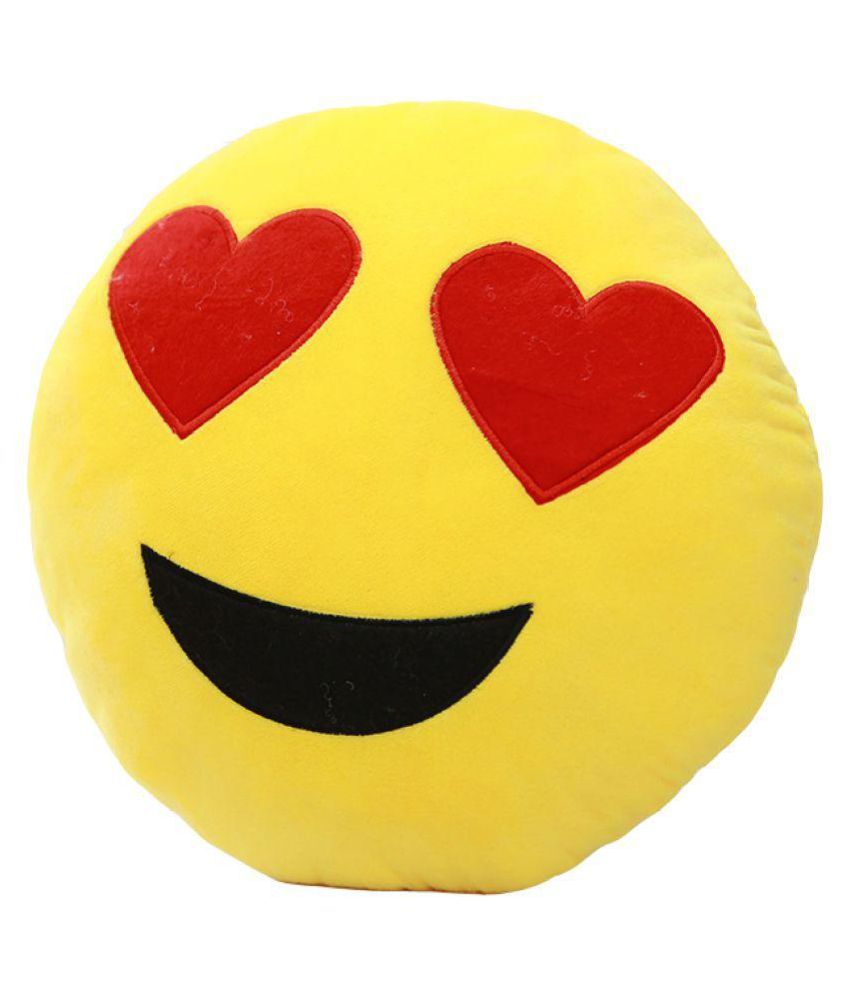    			Tickles Yellow Whatsapp Sofa Smiley Emoticon Heart in the Eyes Love Cushion Stuffed Soft Plush Toy