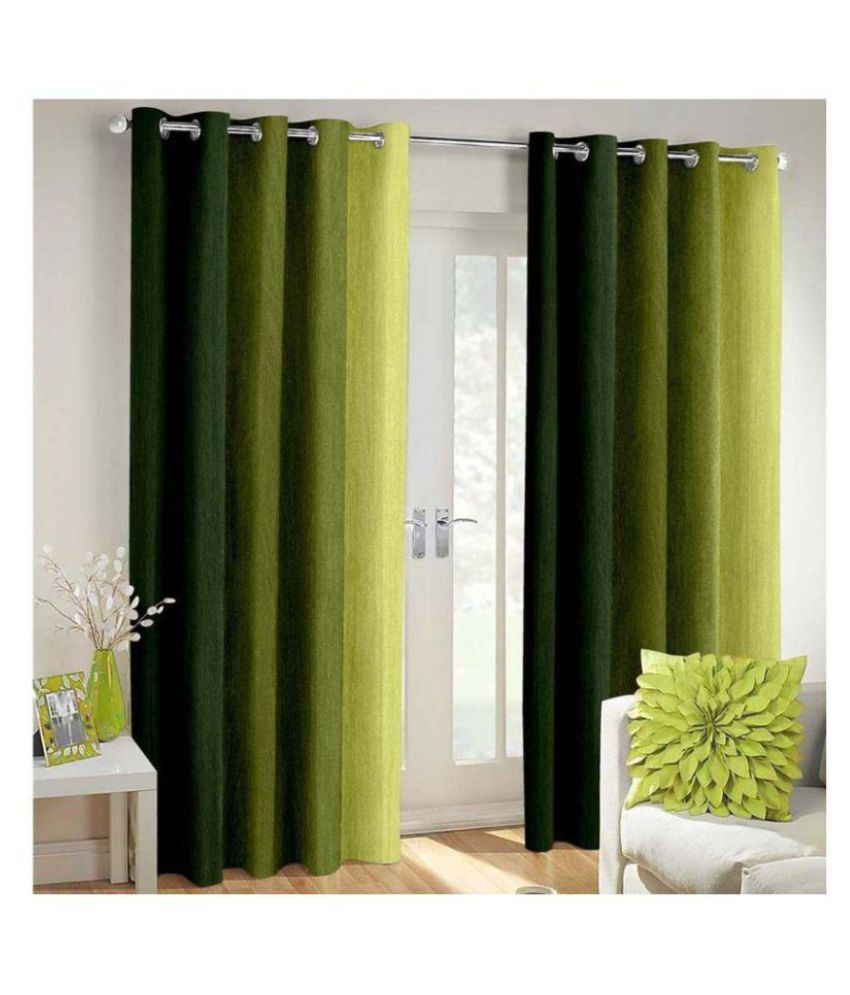 HomeStore-YEP Set of 2 Door Eyelet Polyester Curtains Green