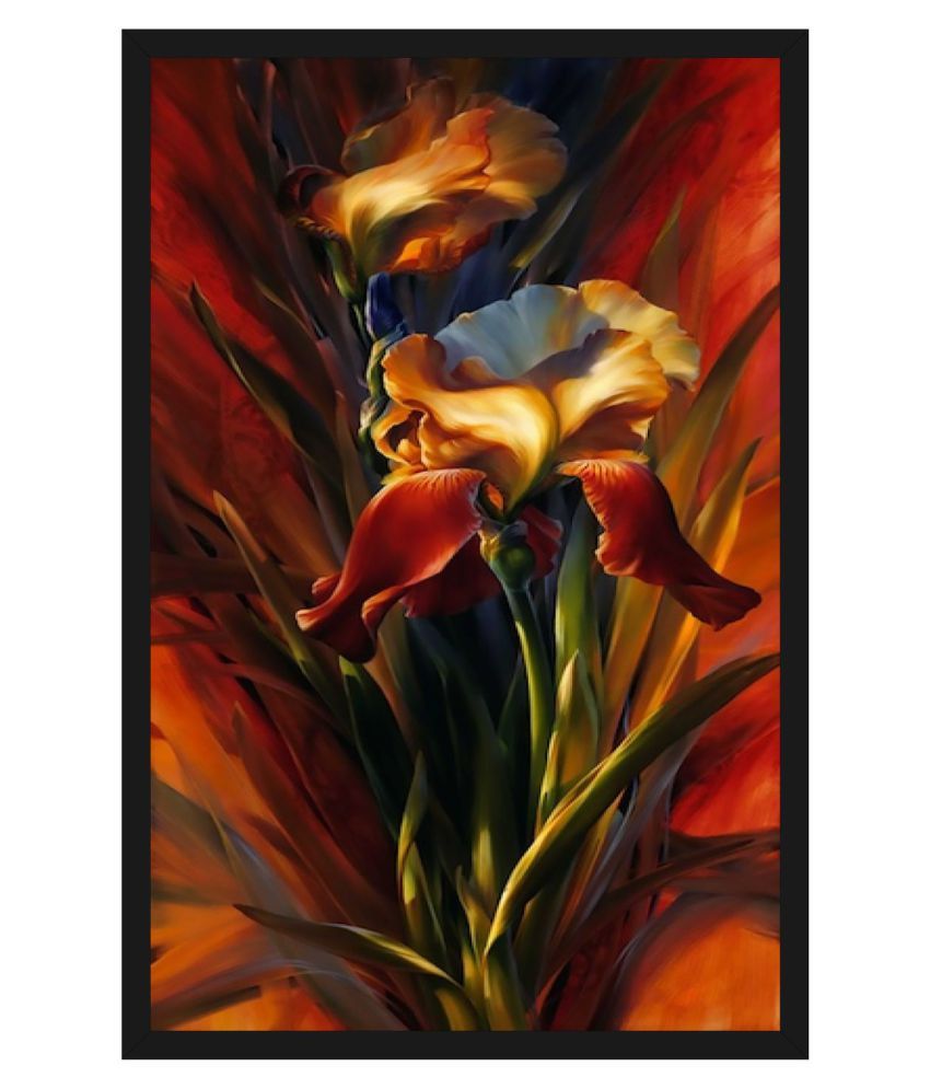 HK PRINTS Beautiful Flower Painting With Frame 14X20 Inch Wood Painting