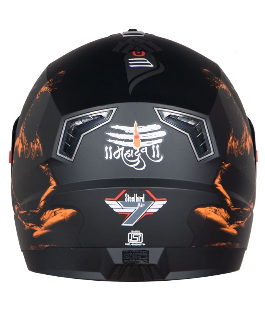 Steelbird SBA1 MAHADEV MATT BLACK ORANGE Full Face Helmet Black M