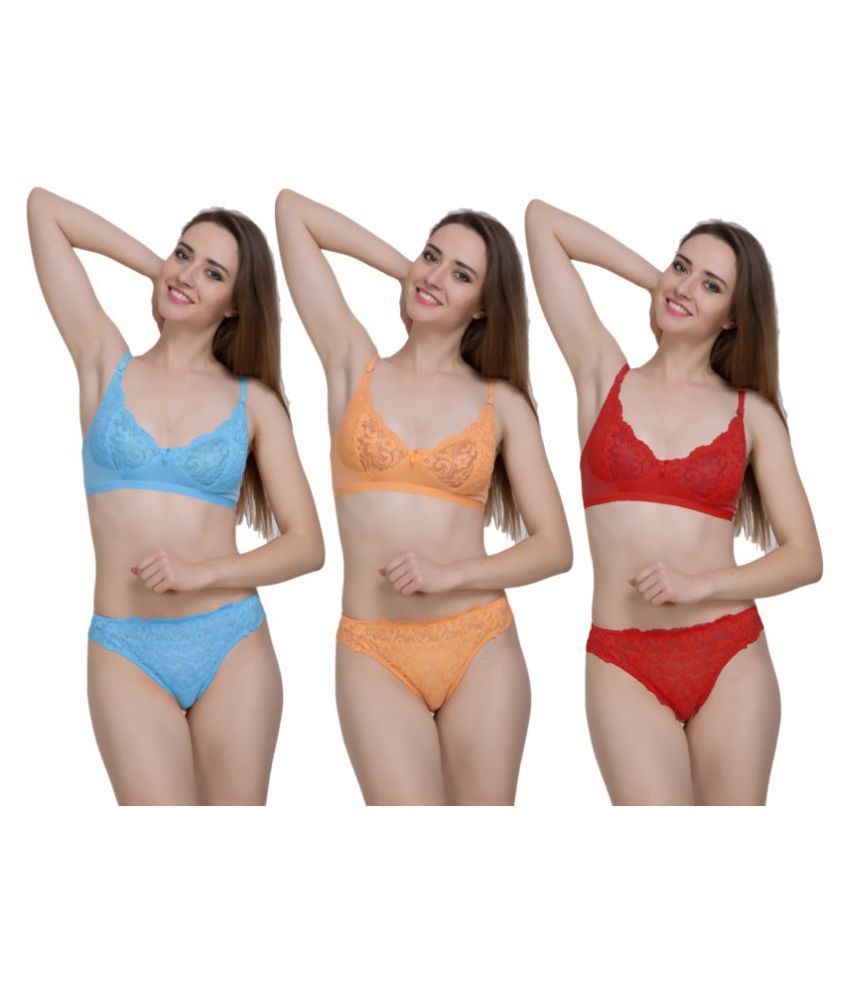 Buy FRESH LOOK LINGERIE Lace Bra and Panty Set Online at Best Prices in