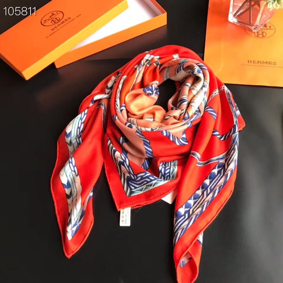 HERMES New silk cashmere square scarf 