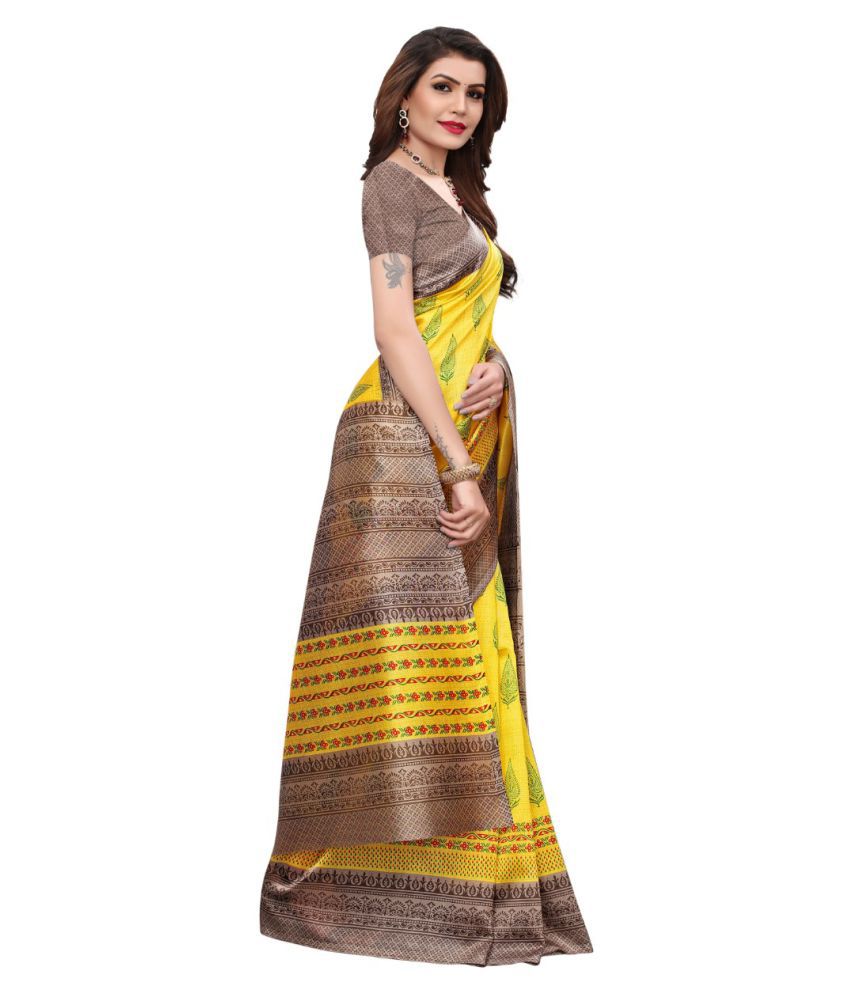 Bajrang Yellow Mysore Silk Saree - Buy Bajrang Yellow Mysore Silk Saree ...