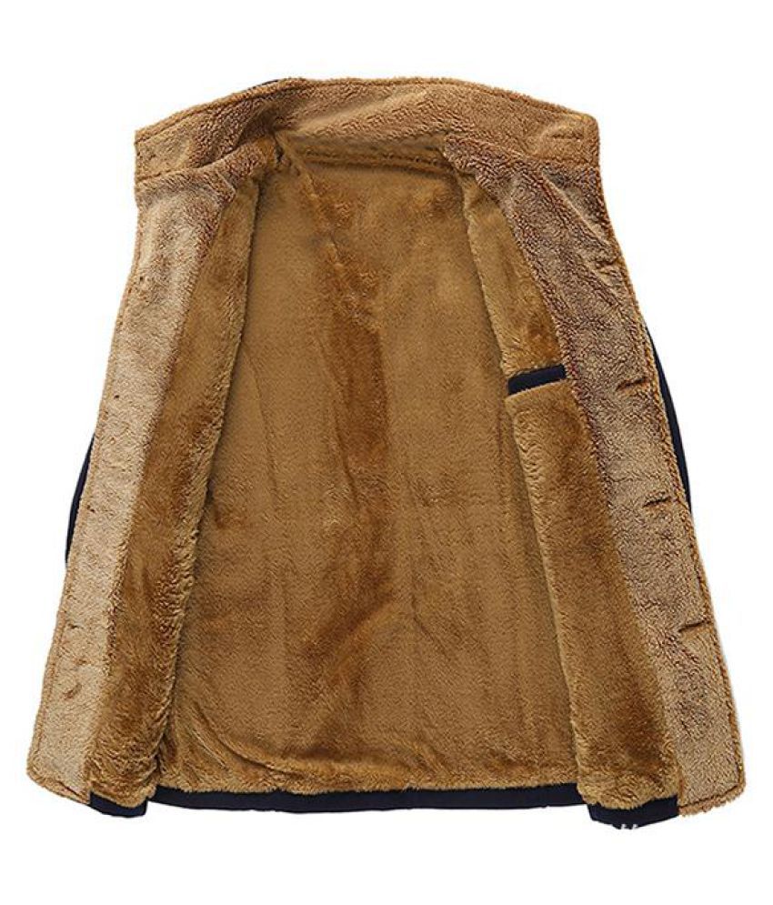Winter Vintage Casual Thicken Fleece Mid Long Slim Fit Jacket for Men ...
