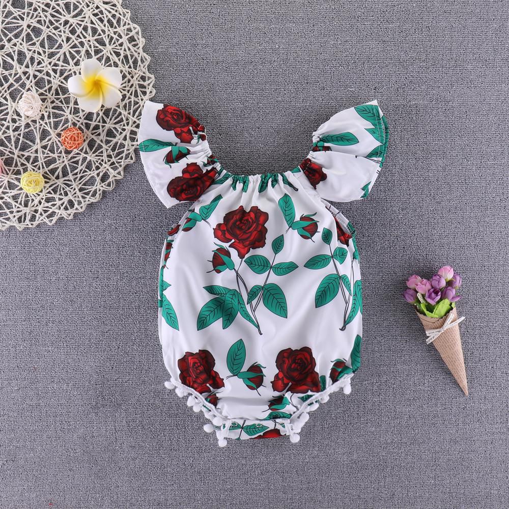 Pure Cotton Floral Fly Sleeve Girls Romper For 0-24M - Buy Pure Cotton ...