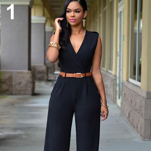 women's classy v neck jumpsuit