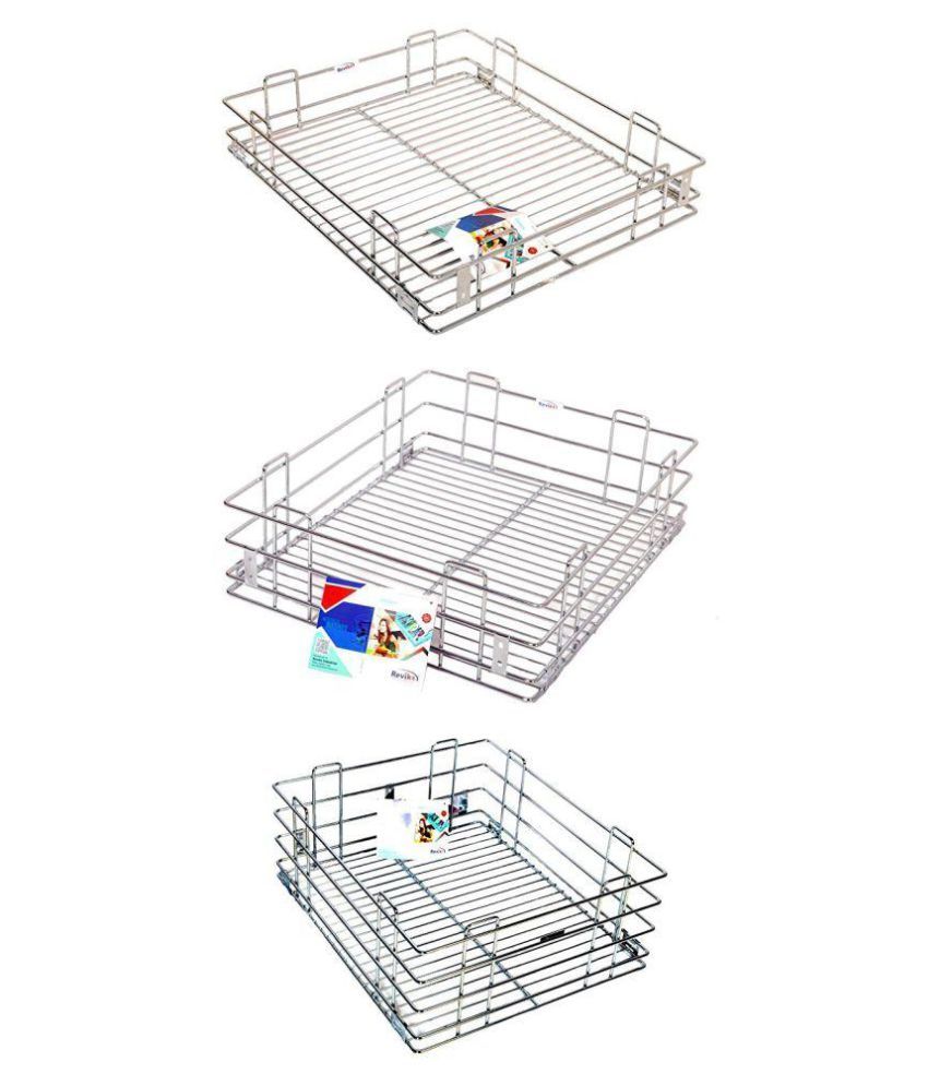 Buy Reviko Modular Kitchen Basket Set Of 3 Size 15x16 Inch Steel