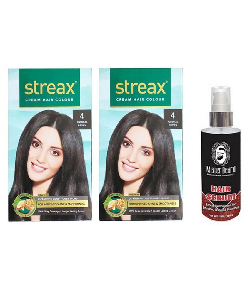 MISTER BEARD HAIR SERUM, STREAX REGULAR NATURAL BROWN (4) X 2 Temporary Hair  Color Brown 50 gm Pack of 3: Buy MISTER BEARD HAIR SERUM, STREAX REGULAR  NATURAL BROWN (4) X 2