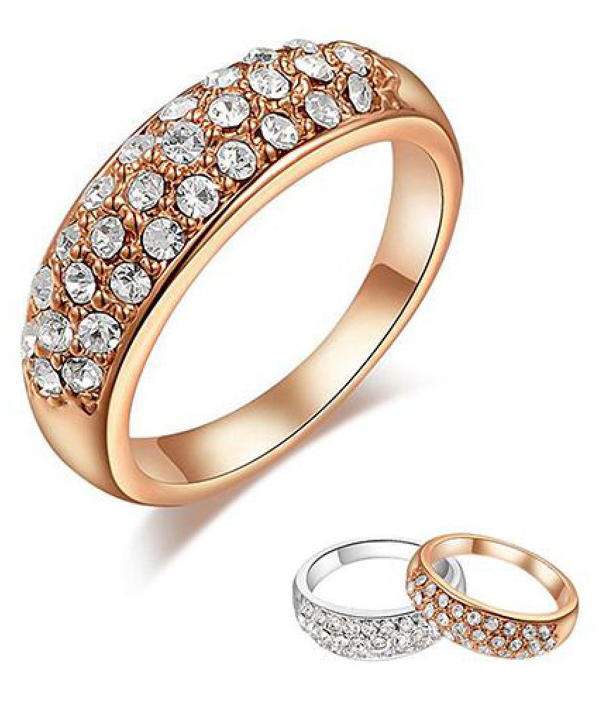 Women 18K Gold Plated Wedding Band Ring 3 Layers