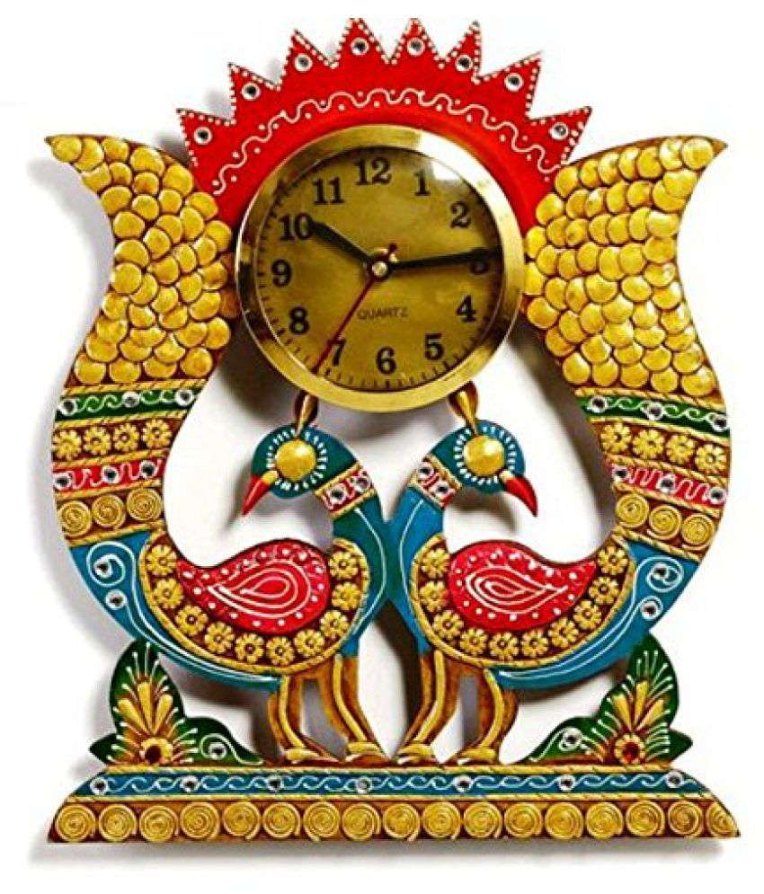 Unique Indian Crafts Assymetric Analog Wall Clock Décor Watch ( 3 x 33